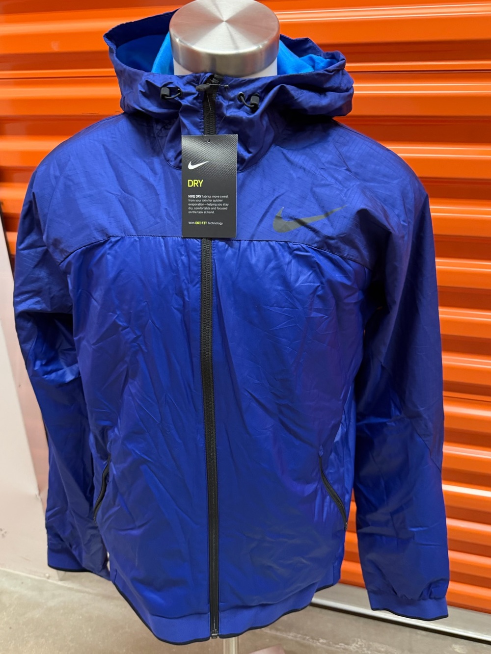 NWT Nike Men’s Blue Hooded Running  Windbreaker Jacket 810157-455 Size M